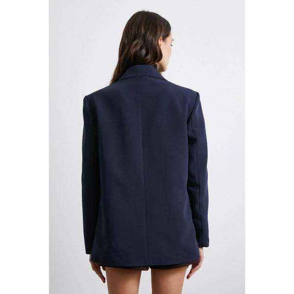 Klasik Poliviskon Ceket Lacivert