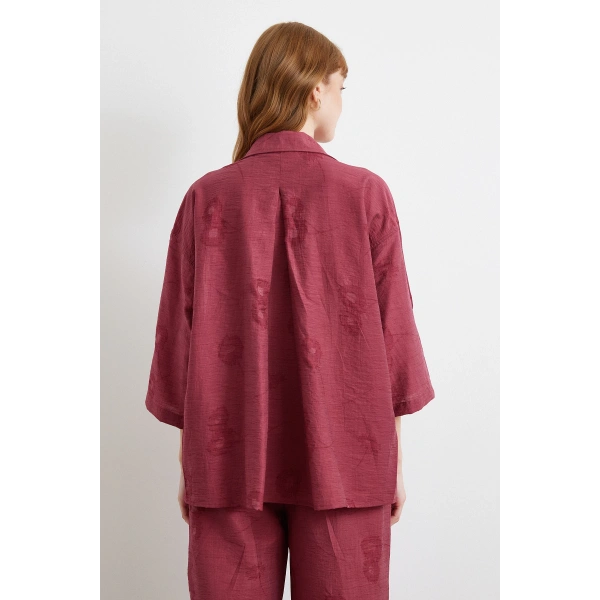 Fakir Kol Oversize Gömlek Bordo