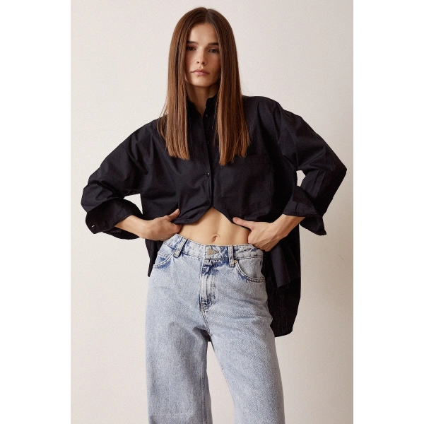 Boyfriend Basic Gömlek Siyah