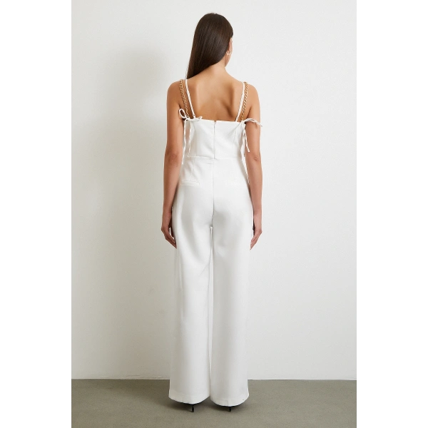 Zincir Detaylı Tulum Beyaz