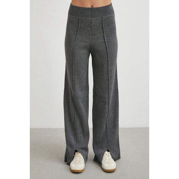 Çift Fermuarlı Kapüşonlu Pantolonlu Takım Gri