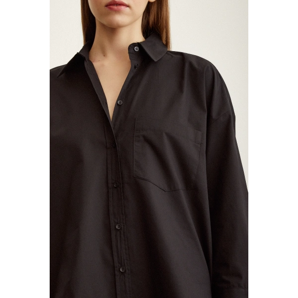 Poplin Gömlek Siyah