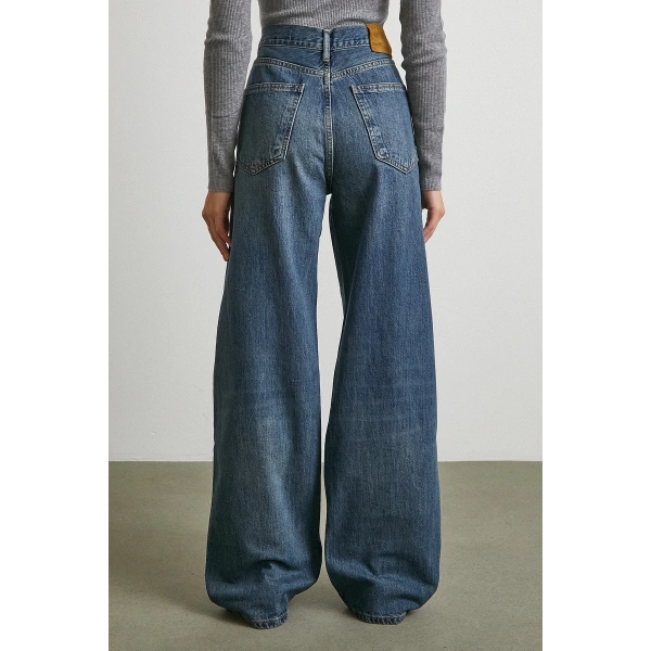 Yüksek Bel Beş Cepli Regular Fit Jean Lacivert