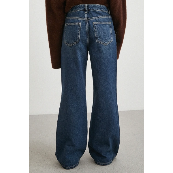 Yüksek Bel Flare Jean Lacivert