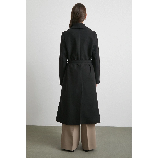 Kuşaklı Kaşe Kaban Siyah