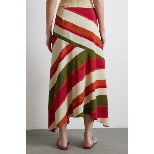 Chery Çizgili Verev Etek Bej