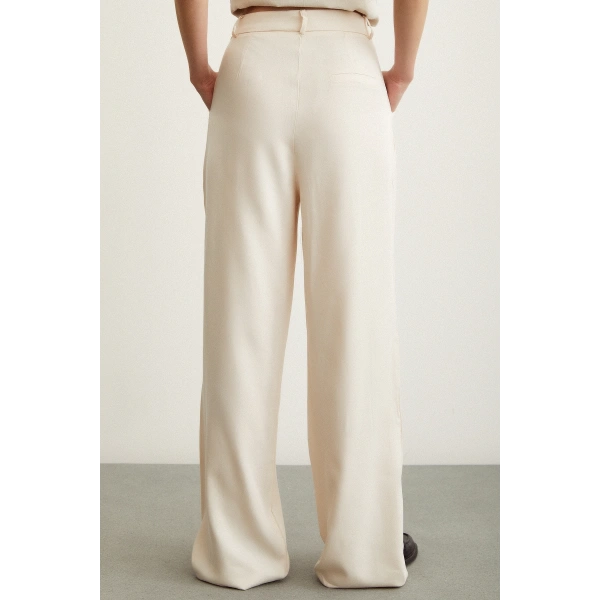 Geniş Paça Pantolon Krem
