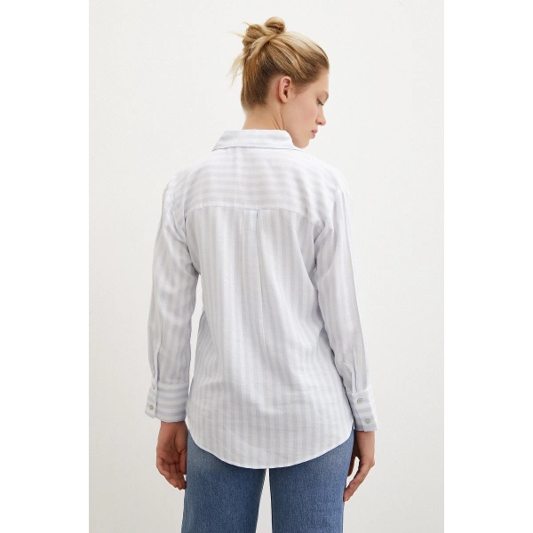 Çizgili Gömlek Mavi