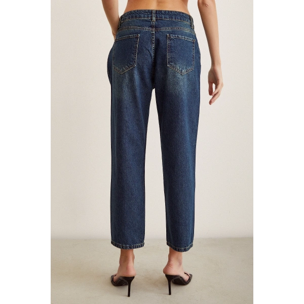 Yüksel Bel Mom Jean Lacivert