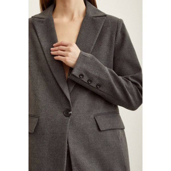Slim Fit Blazer Ceket Gri