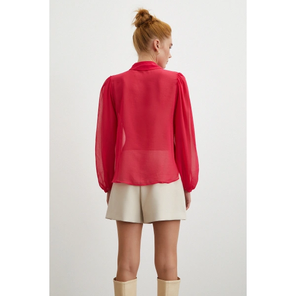 Fırfırlı Gömlek Fuşya