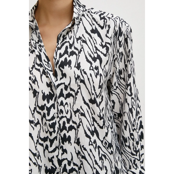 Animal Desenli Gömlek Siyah