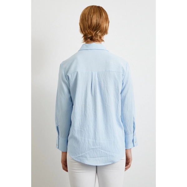 Paralel Çizgili Gömlek Mavi