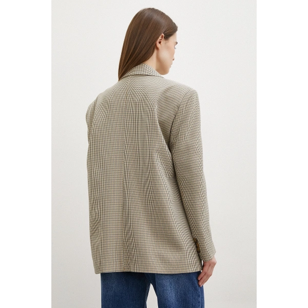 Ekose Blazer Ceket Kahve