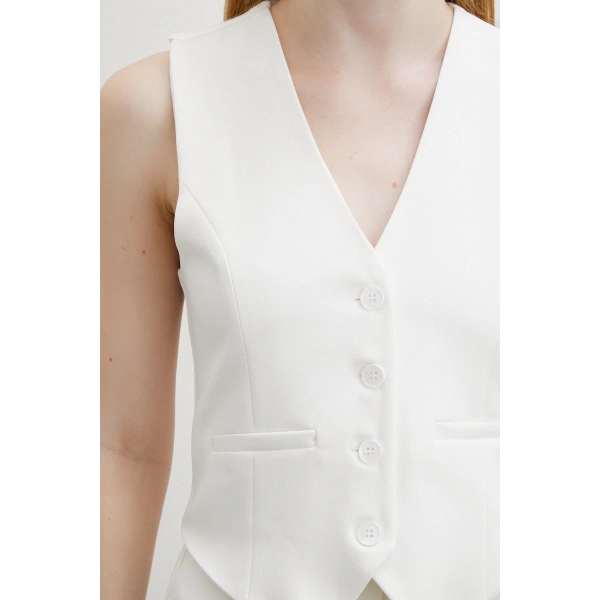 Astarlı Kuplu Yelek Ekru