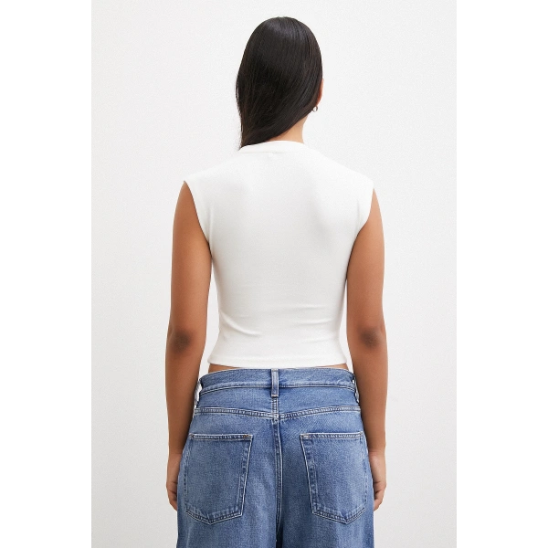 Sıfır Kol T-shirt Beyaz