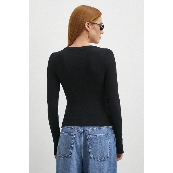 Kol Yırtmaçlı Bluz Siyah