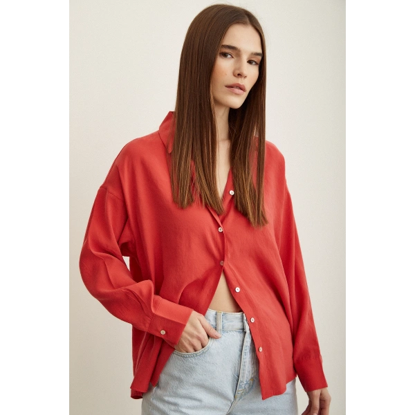 Basic Modal Gömlek Mercan