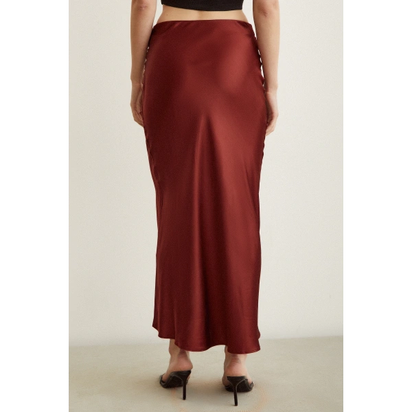 Verev Saten Etek Bordo