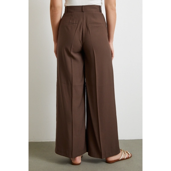 Geniş Paça Palazzo Pantolon Kahve