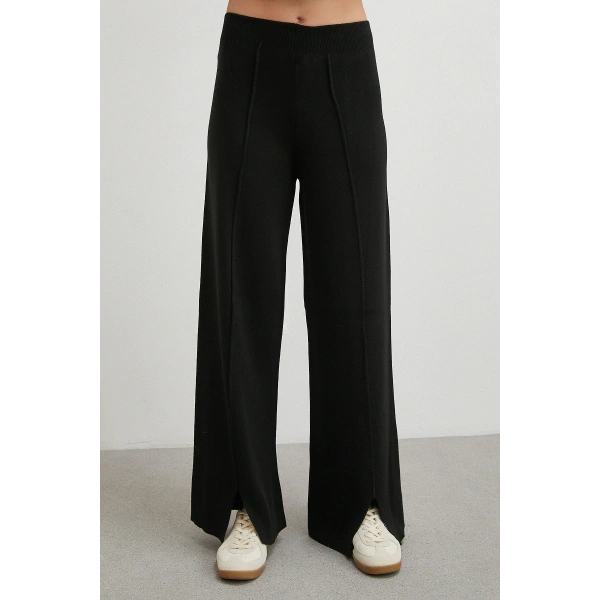 Çift Fermuarlı Kapüşonlu Pantolonlu Takım Siyah