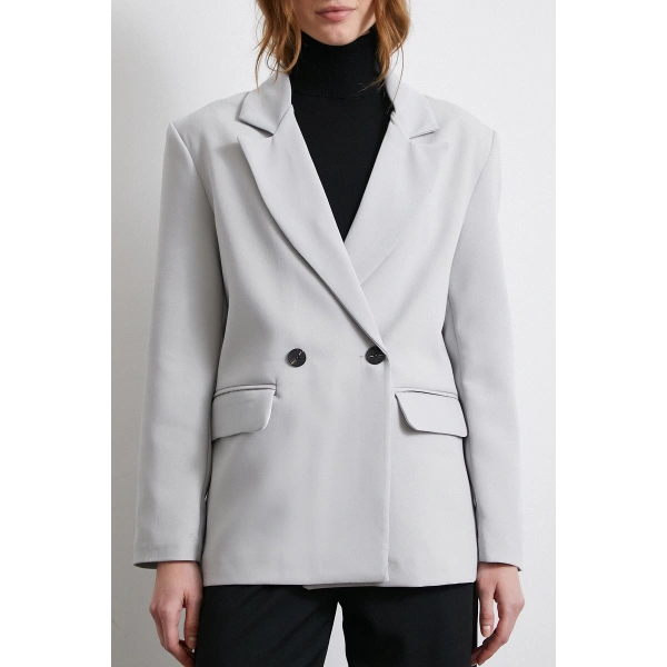 Klasik Poliviskon Ceket Gri