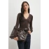 Yakası Dantelli Bluz Kahve