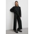 Eteği Çapraz Pantolonlu Bisiklet Yaka Takım Siyah