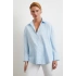 Kabartma Çizgili Oversize Gömlek Mavi