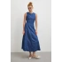 Bisiklet Yaka Kolsuz Premium Uzun Kot Elbise Lacivert