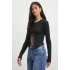 Düğmeli Uzun Kol Bluz Siyah