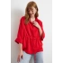 Büzgülü Kimono Gömlek Kırmızı