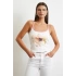 Çiçek Baskılı Askılı Top Ekru