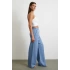 Beli Lastikli Bağcıklı Geniş Paça Pantolon Mavi