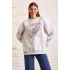 Bisiklet Yaka Baskılı Sweatshirt Kar Melanj