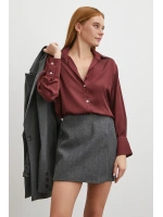Basic Saten Gömlek Bordo