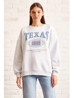 Şardonlu Texas Sweatshirt Gri