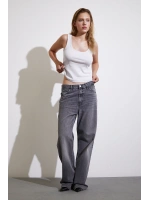 Yüksek Bel Kesik Paça Wide Leg Jean Antirasit