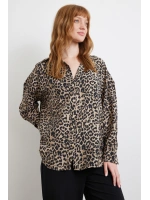 Leopar Desen Javanez Gömlek Siyah