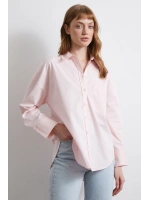Oversize Pamuklu Gömlek Pembe