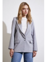 Tek Düğmeli Blazer Ceket Gri