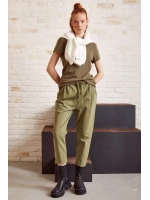 Beli İpli Salaş Gabardin Pantolon Haki