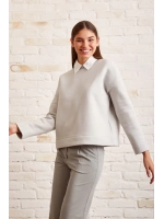 Bisiklet Yaka Oversize Sweatshirt Mavi