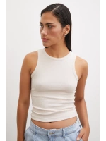 Bisiklet Yaka Top Bej