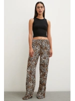 Leopar Saten Pantolon Siyah