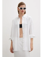 Oversize Keten Gömlek Beyaz