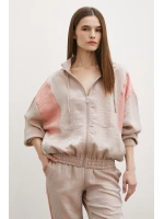 Fermuarlı Garnili Sweatshirt Bej