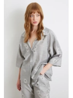 Fakir Kol Oversize Gömlek Gri