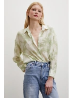 Desenli Oversize Gömlek Yeşil