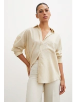 Cepli Çizgili Gömlek Bej